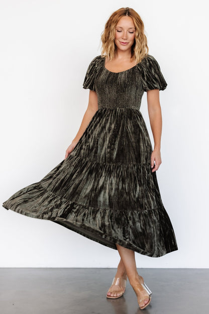 Colleen Velvet Maxi Dress | Olive - Baltic Born