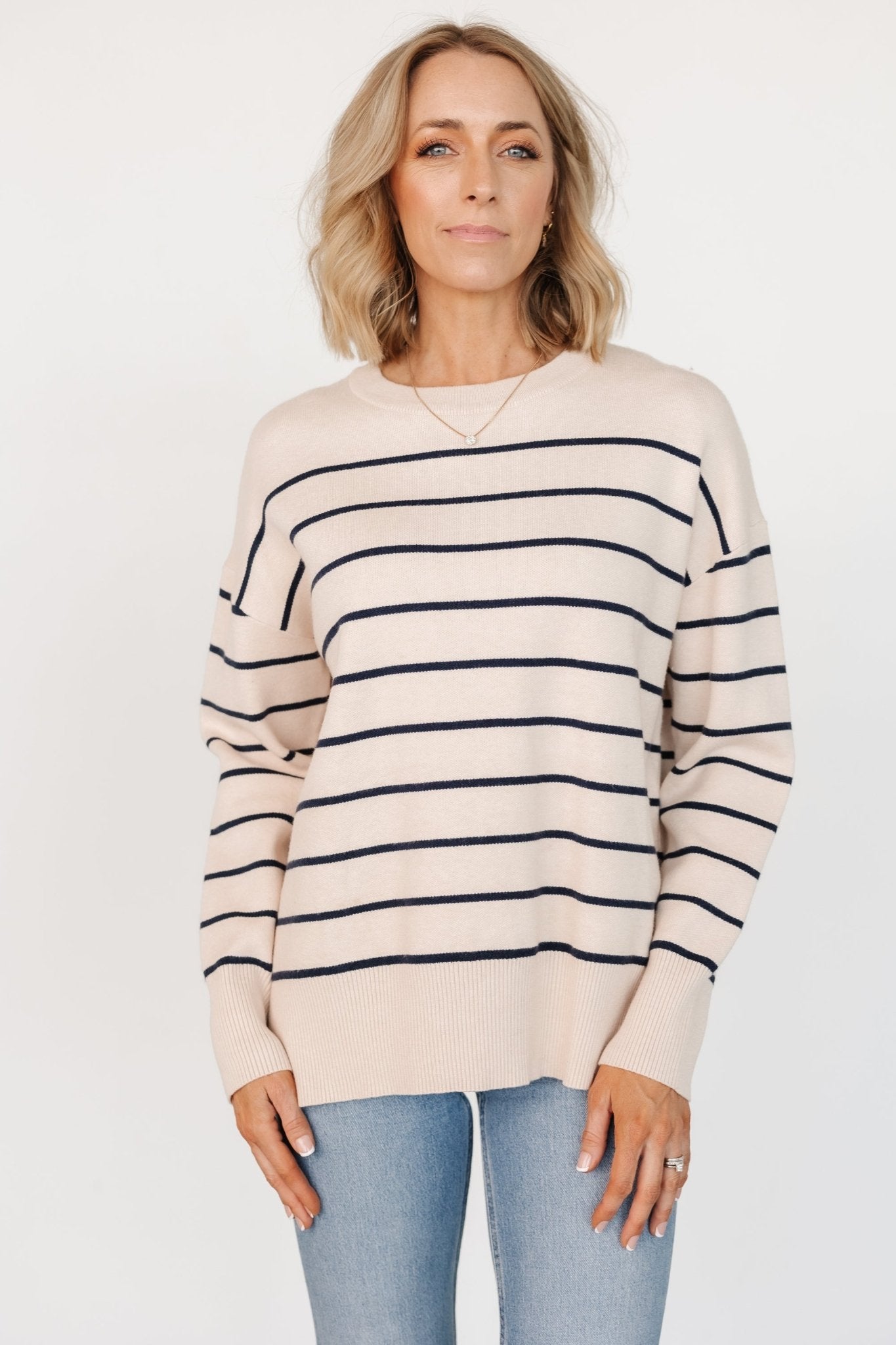 Colmar Striped Sweater | Cream + Navy - Baltic Born