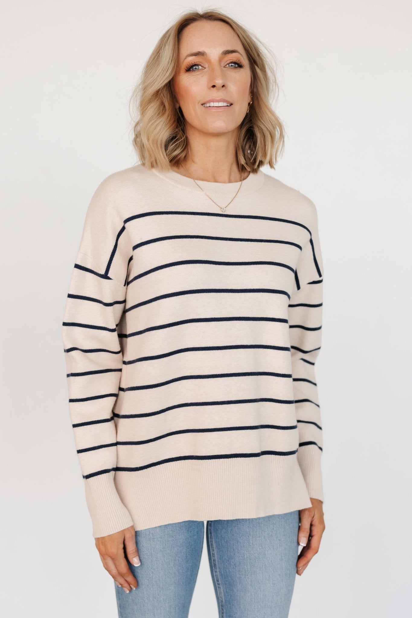 Colmar Striped Sweater | Cream + Navy - Baltic Born