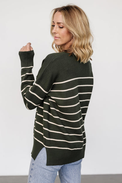 Colmar Striped Sweater | Pine + Cream - Baltic Born