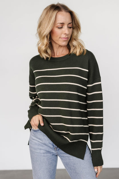 Colmar Striped Sweater | Pine + Cream - Baltic Born