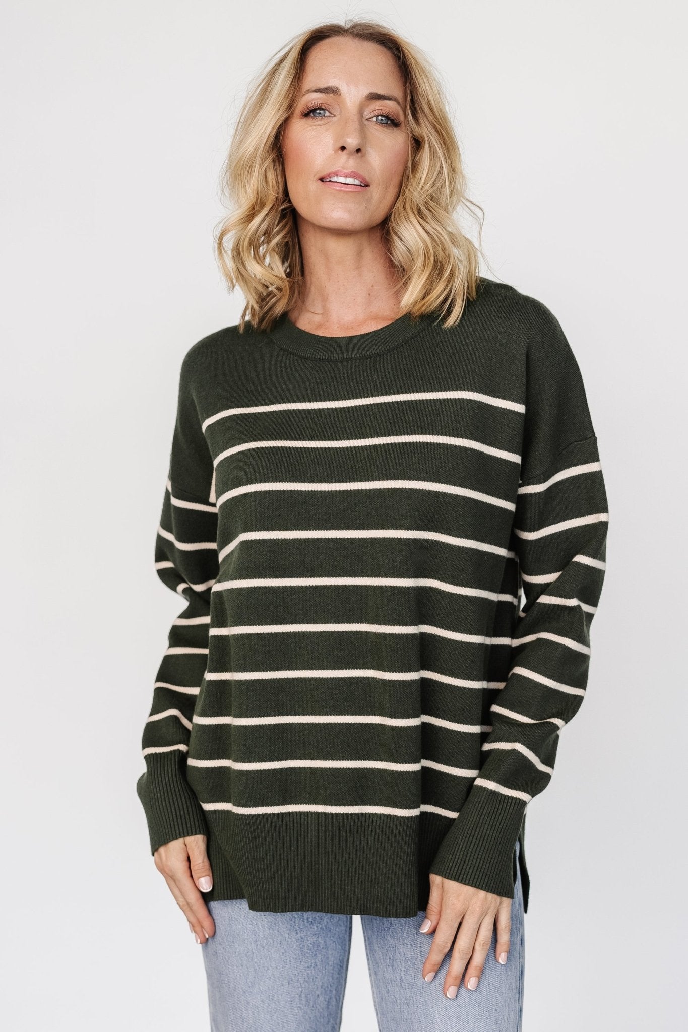 Colmar Striped Sweater | Pine + Cream - Baltic Born