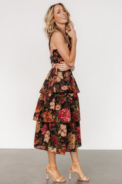 Cologne Tiered Dress | Black Floral - Baltic Born