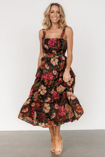 Cologne Tiered Dress | Black Floral - Baltic Born