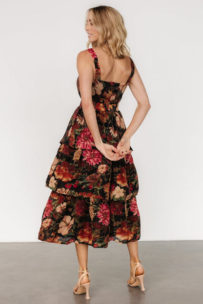 Cologne Tiered Dress | Black Floral - Baltic Born