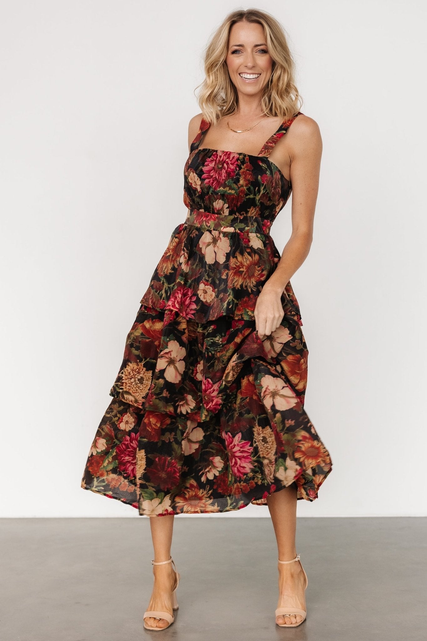 Cologne Tiered Dress | Black Floral - Baltic Born