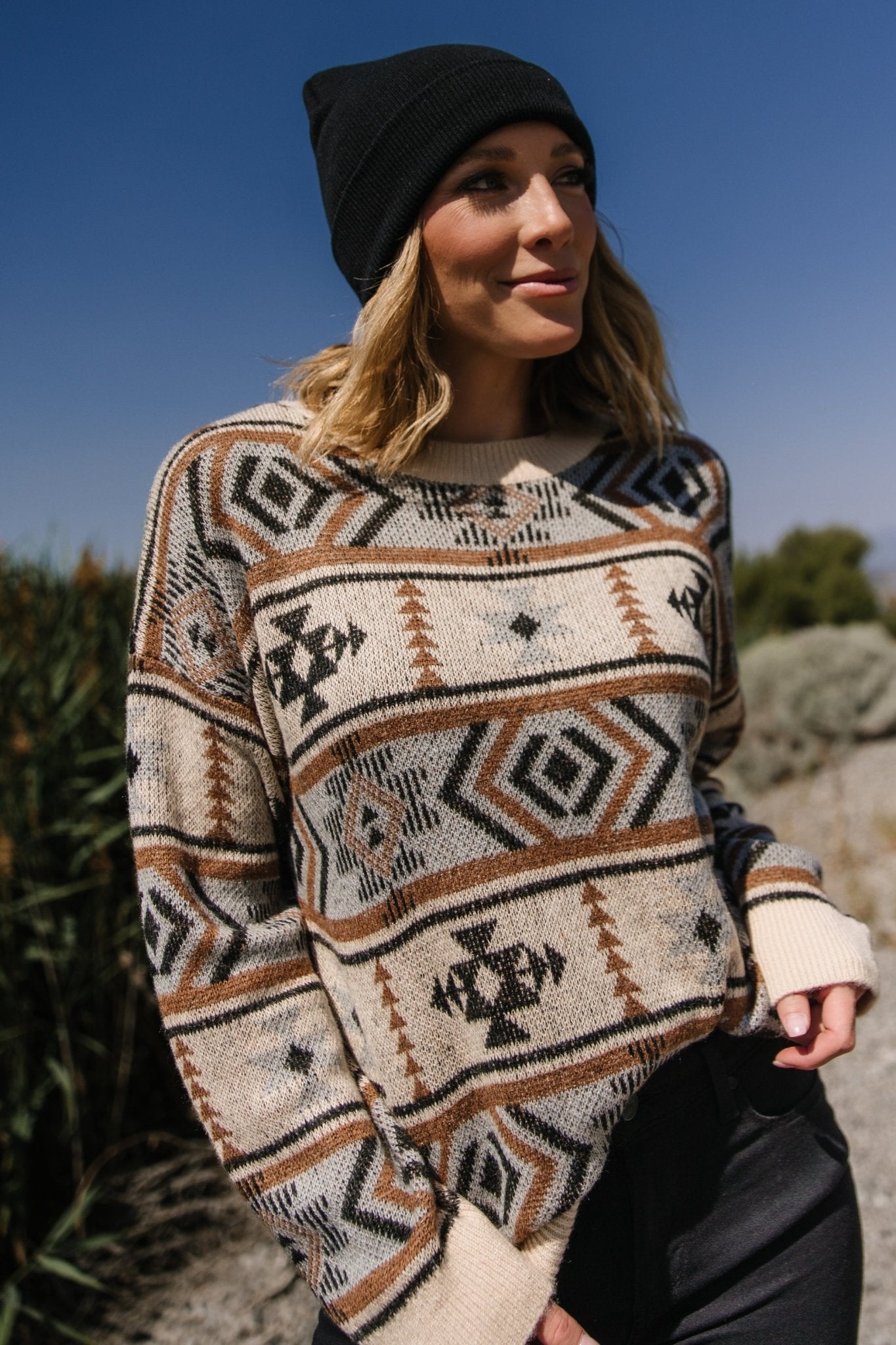 Conrad Knit Sweater | Tan Multi Print - Baltic Born