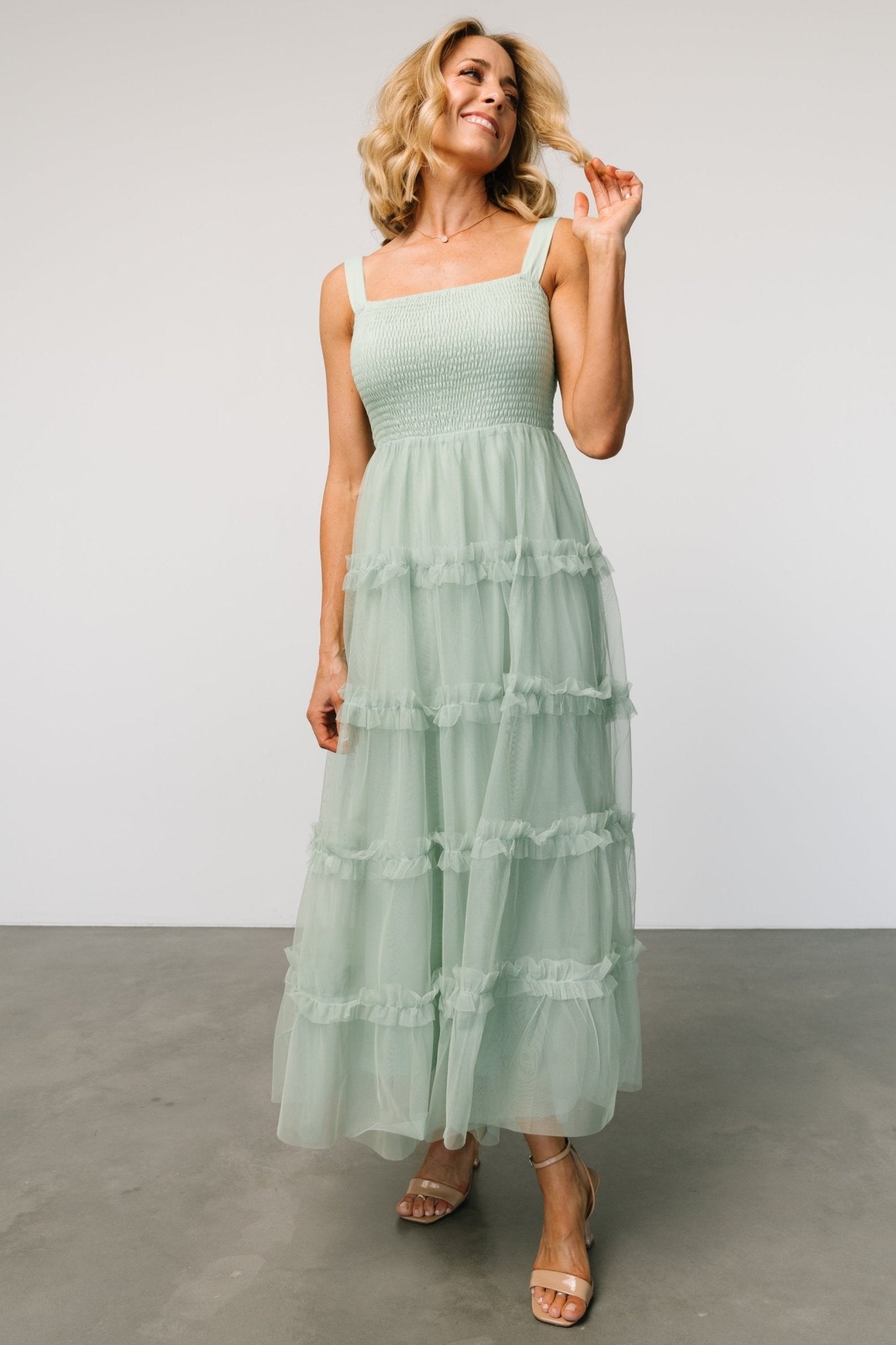 Constance Tulle Maxi Dress | Light Sage - Baltic Born