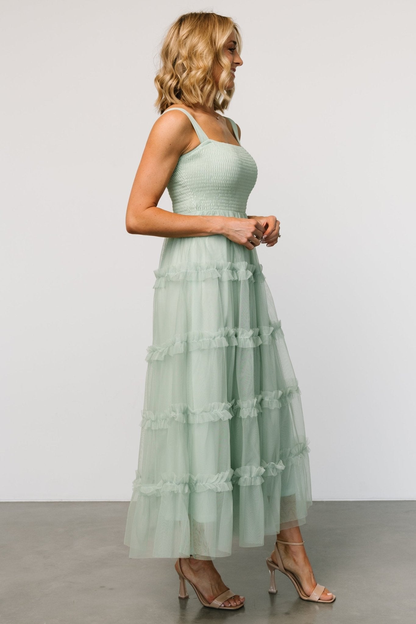 Constance Tulle Maxi Dress | Light Sage - Baltic Born