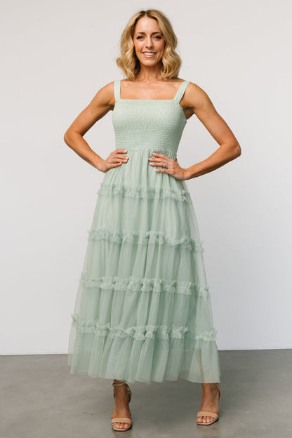 Constance Tulle Maxi Dress | Light Sage - Baltic Born