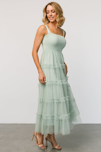 Constance Tulle Maxi Dress | Light Sage - Baltic Born