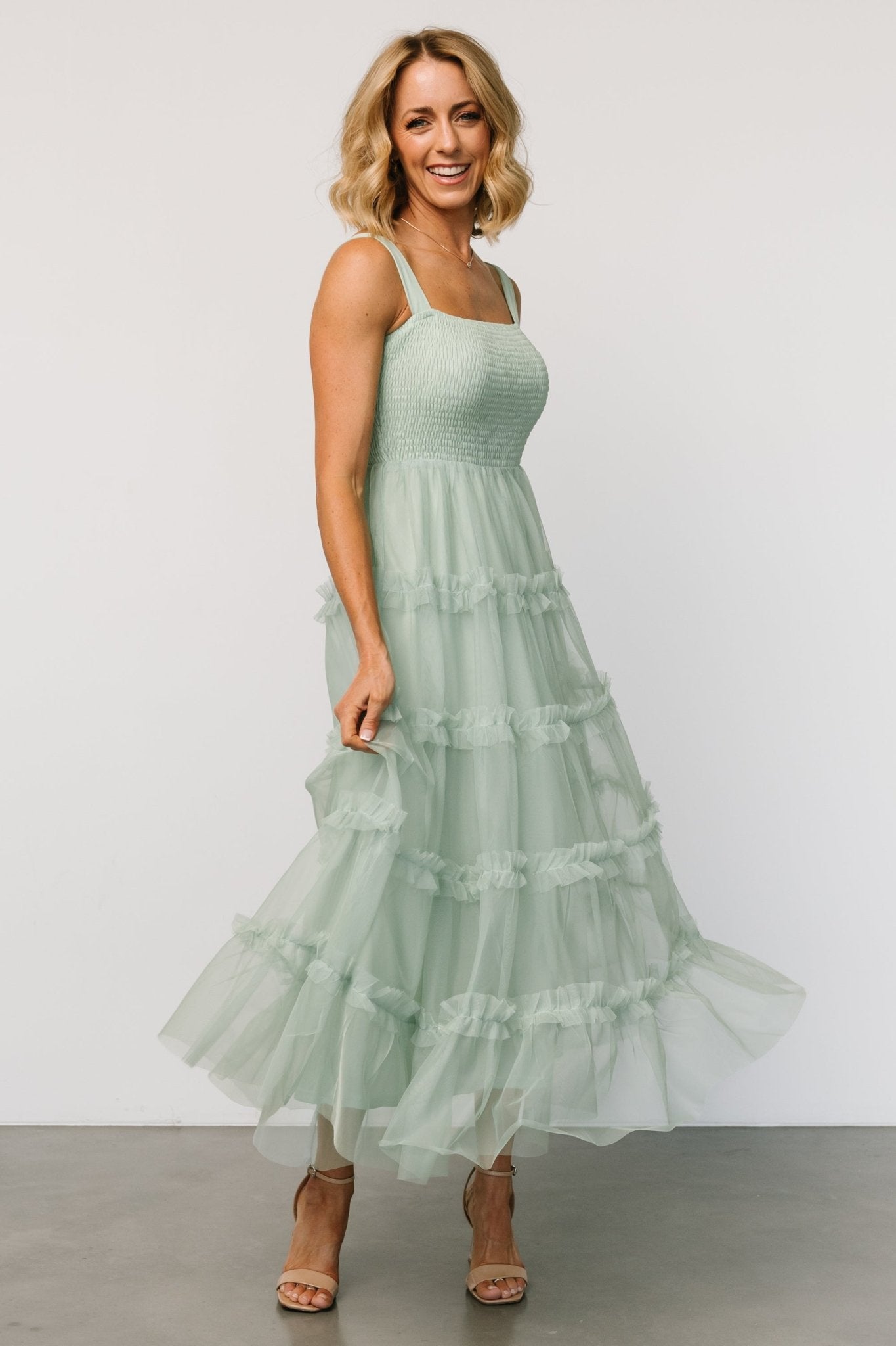 Constance Tulle Maxi Dress | Light Sage - Baltic Born