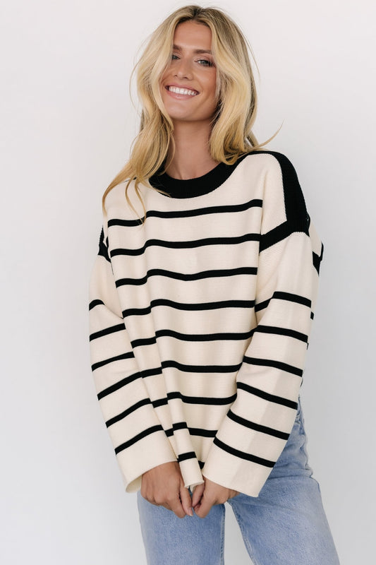 Conway Striped Sweater | Cream + Black - Baltic Born