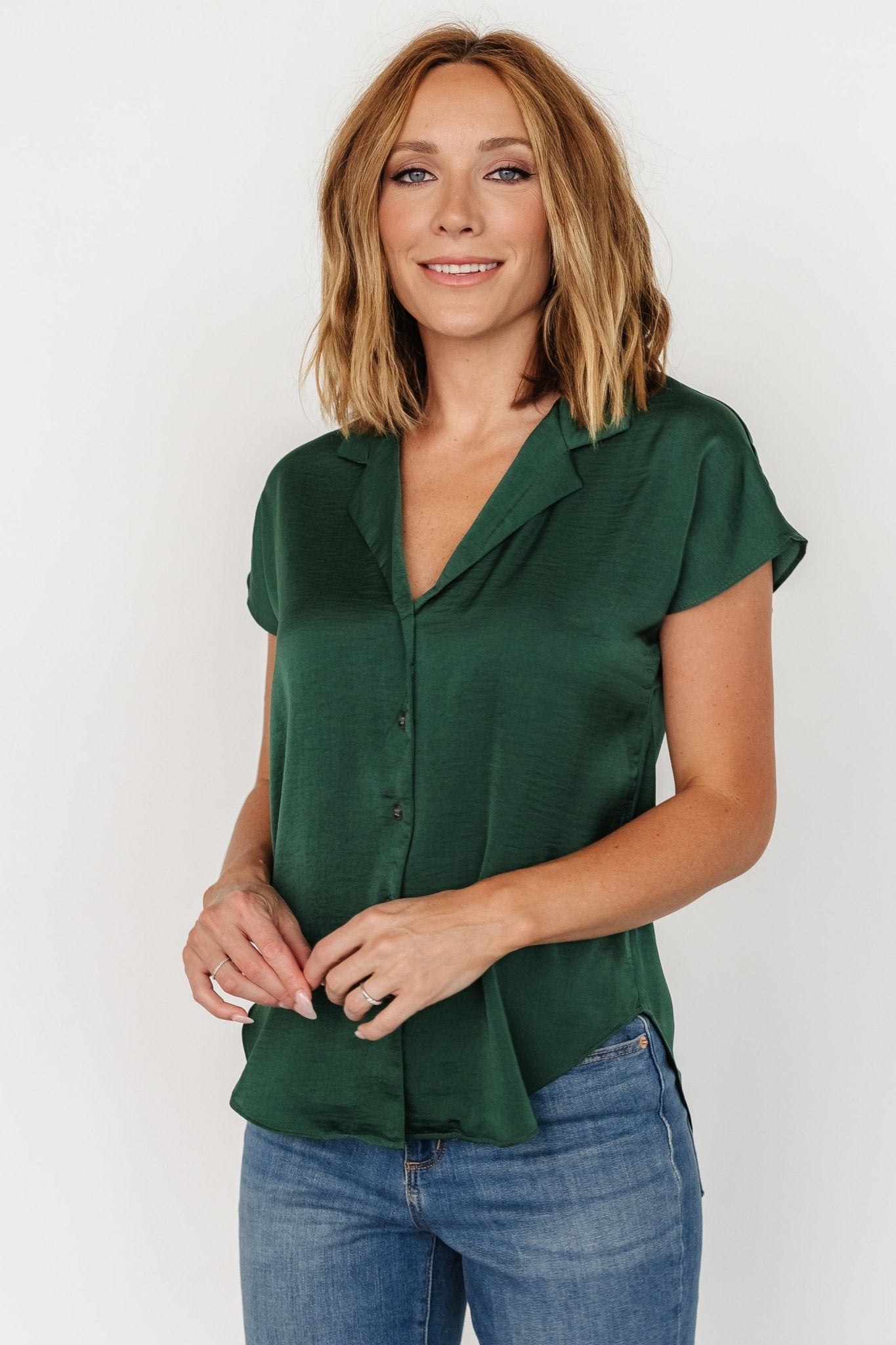 Corey Button Top | Hunter Green - Baltic Born