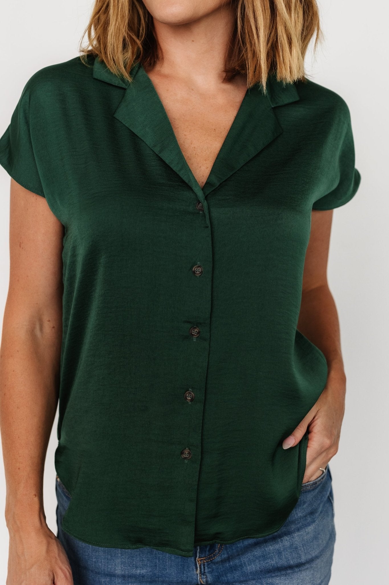 Corey Button Top | Hunter Green - Baltic Born