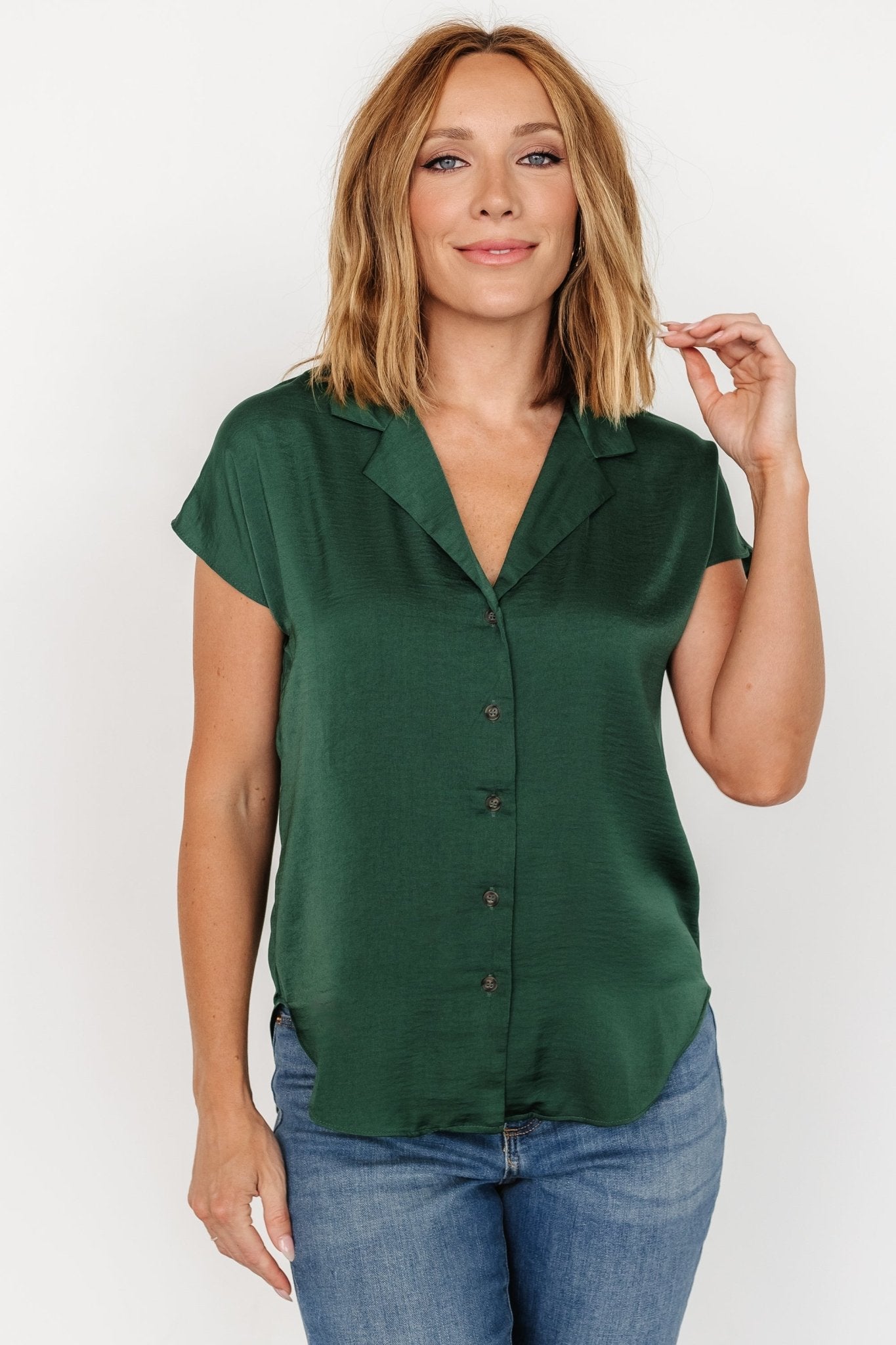 Corey Button Top | Hunter Green - Baltic Born