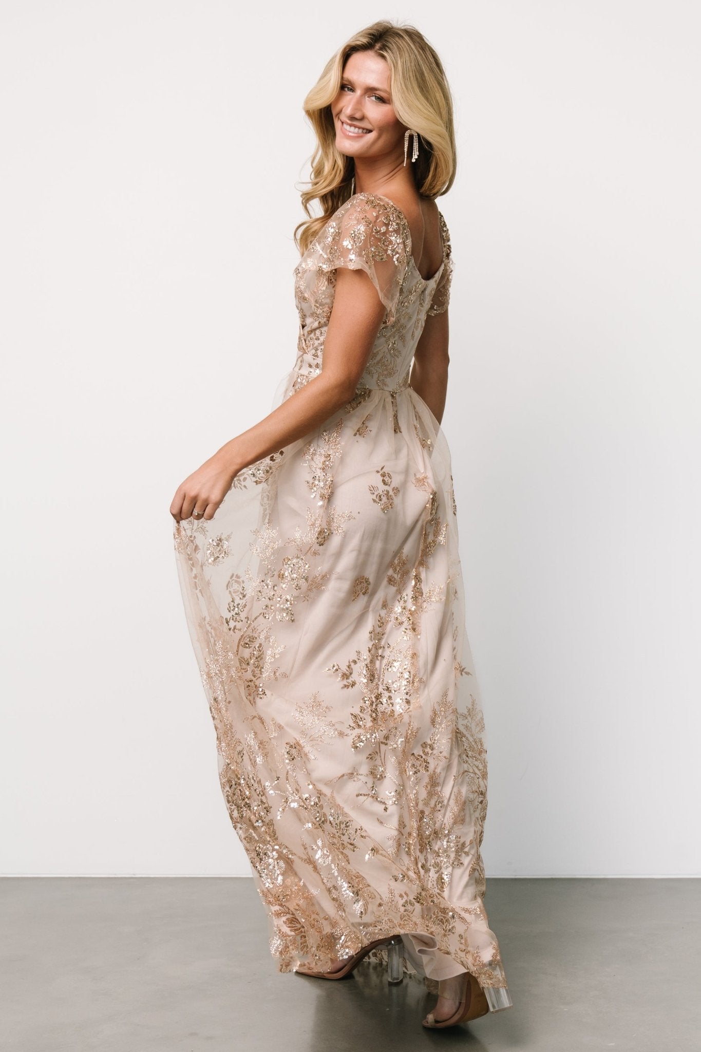 Corinne Shimmer Maxi Gown | Champagne - Baltic Born