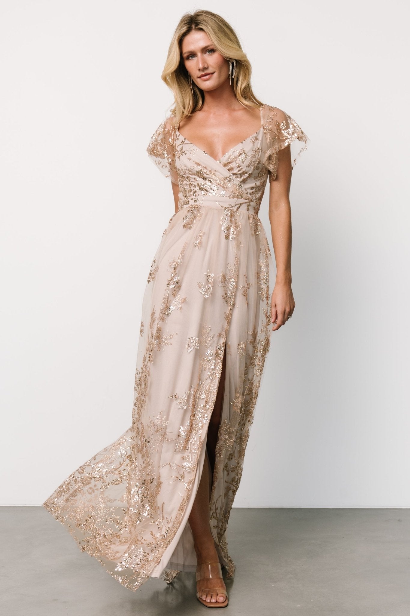 Corinne Shimmer Maxi Gown | Champagne - Baltic Born