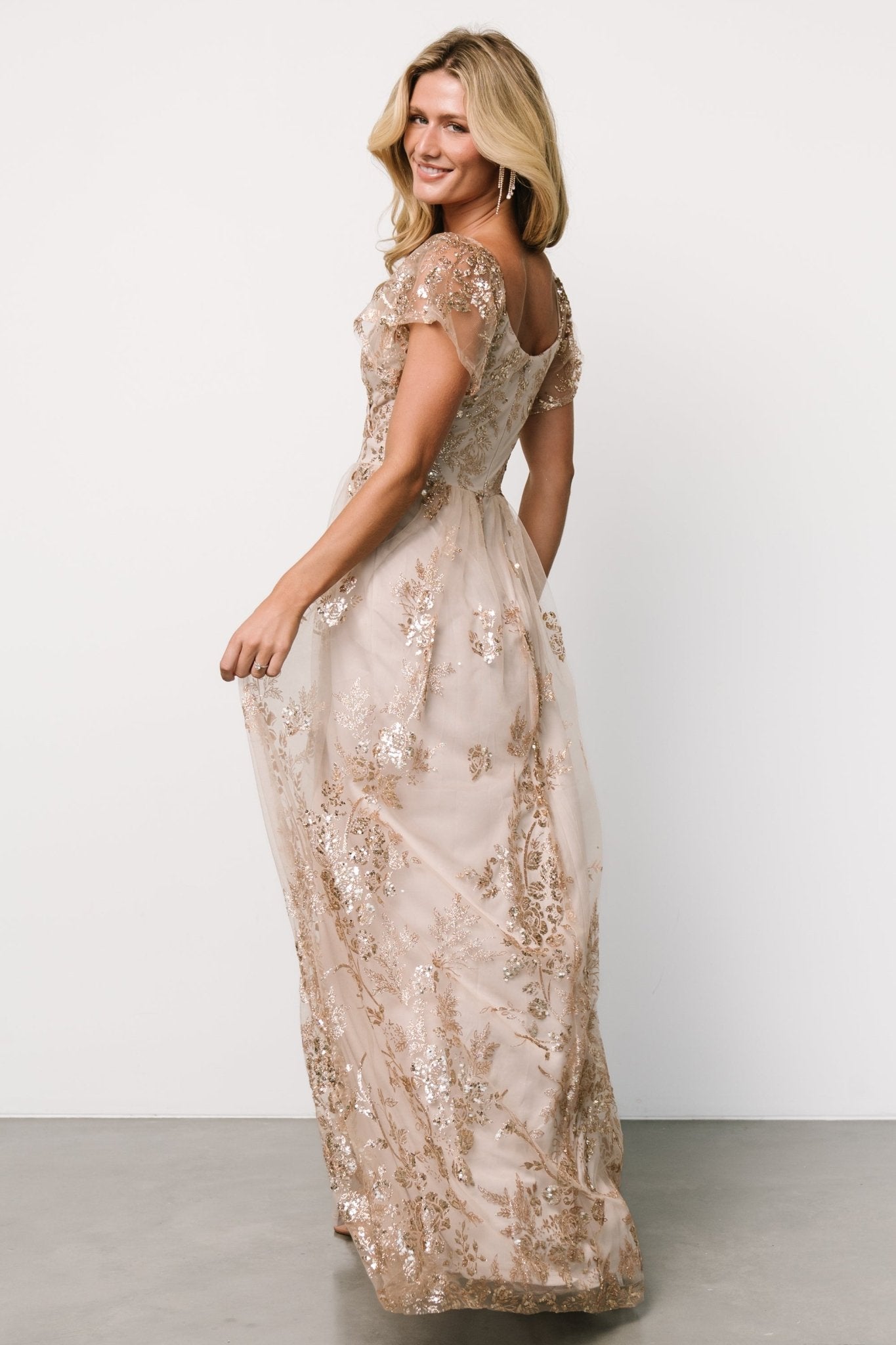 Corinne Shimmer Maxi Gown | Champagne - Baltic Born