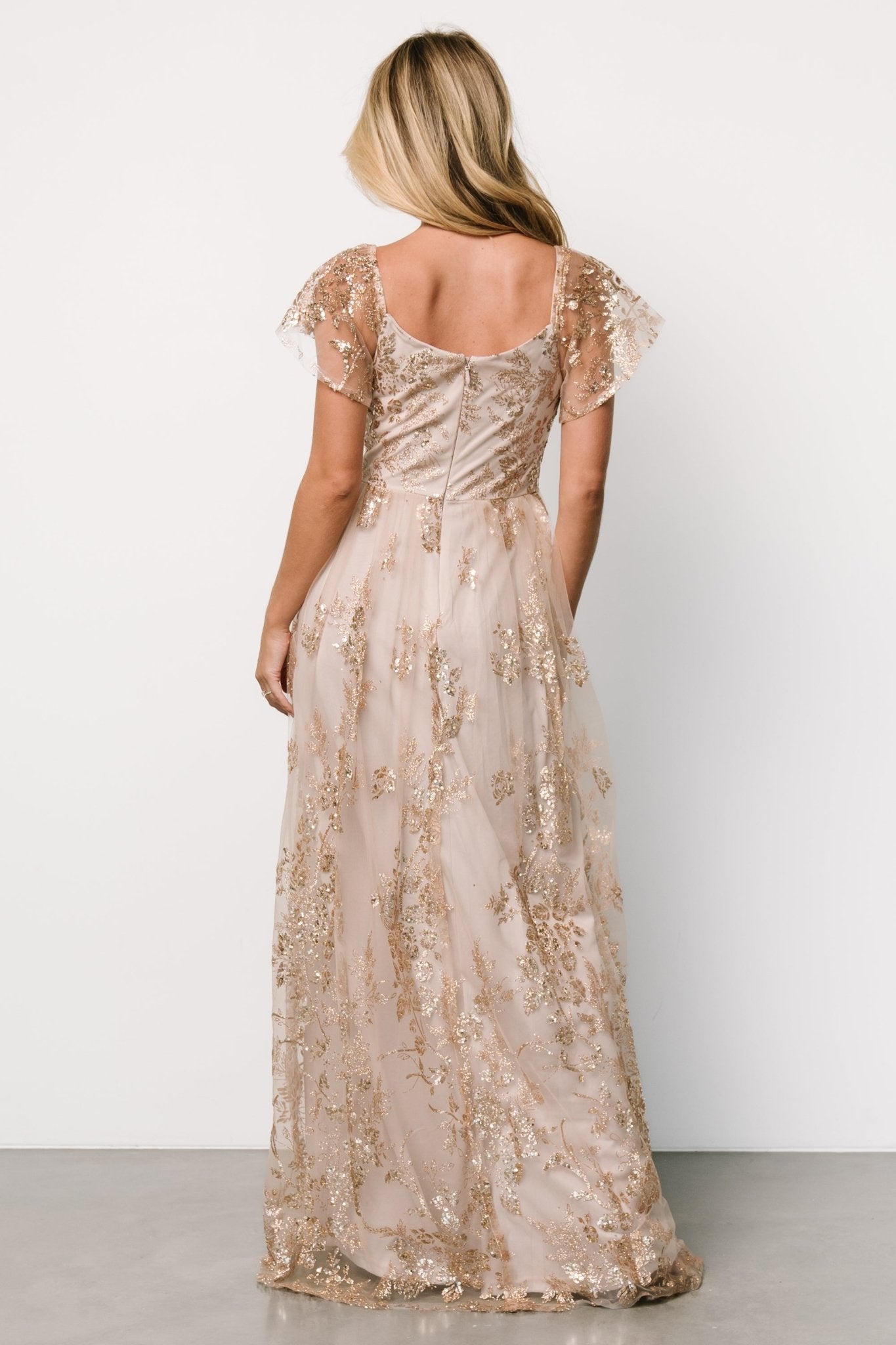 Corinne Shimmer Maxi Gown | Champagne - Baltic Born