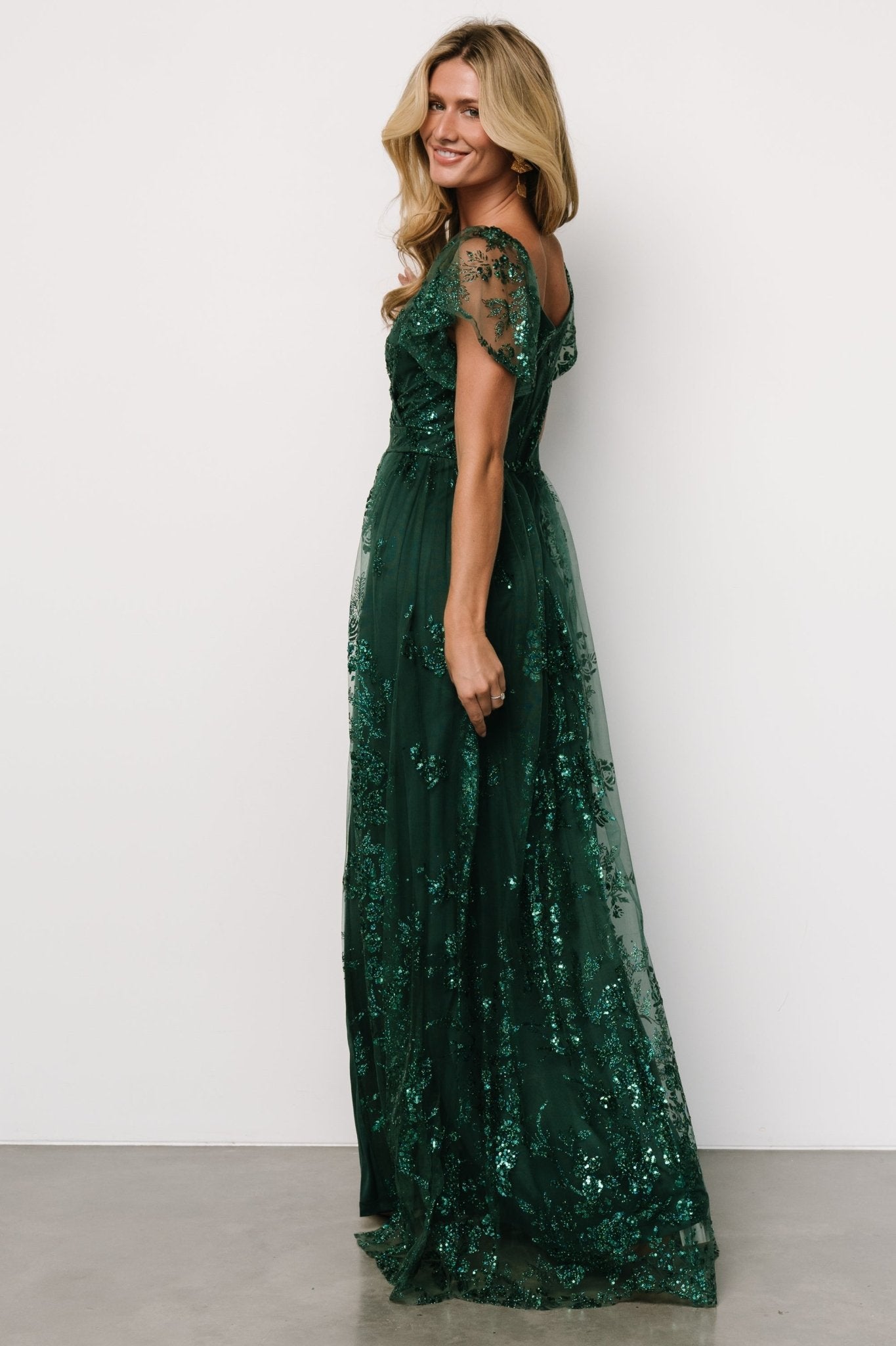 Corinne Shimmer Maxi Gown | Emerald - Baltic Born