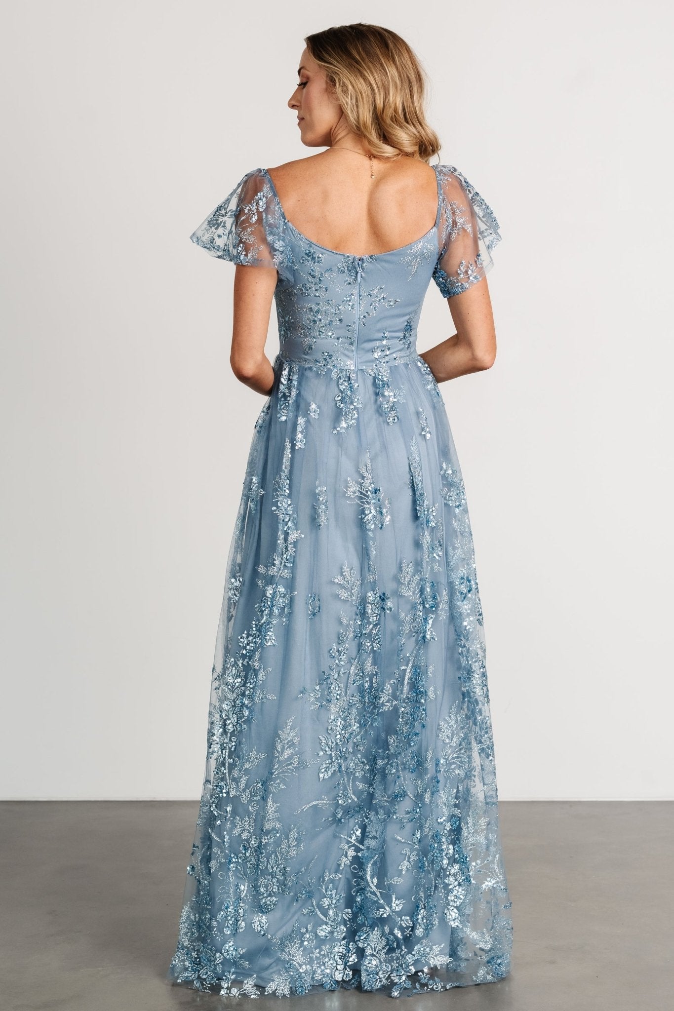 Corinne Shimmer Maxi Gown | Slate Blue - Baltic Born