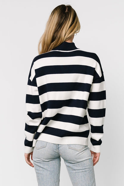 Cornell Half Zip Sweater | Navy + Off White - Baltic Born