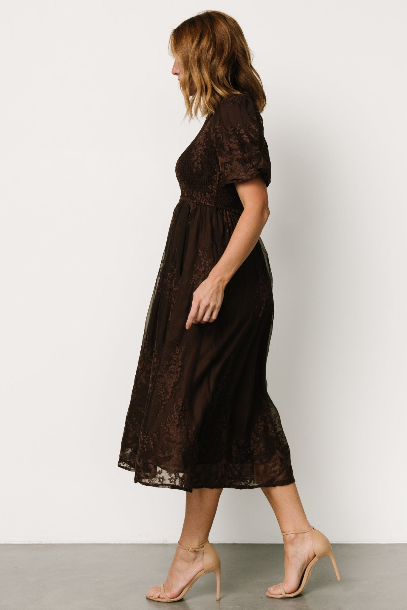 Corrine Embroidered Midi Dress | Brown - Baltic Born