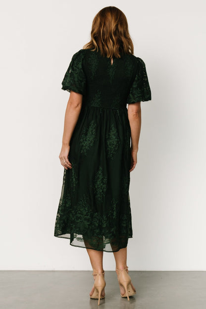 Corrine Embroidered Midi Dress | Emerald - Baltic Born