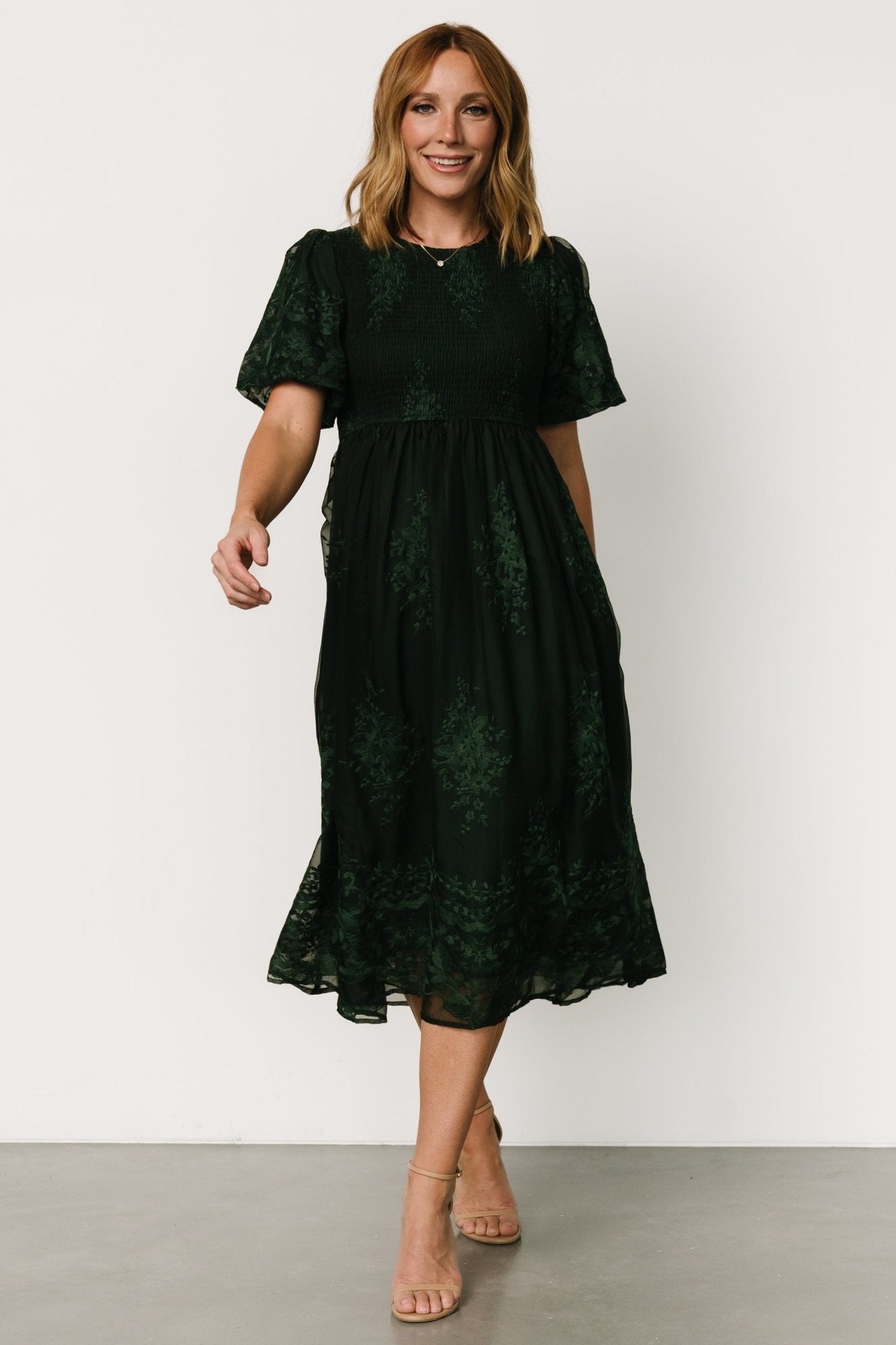 Corrine Embroidered Midi Dress | Emerald - Baltic Born