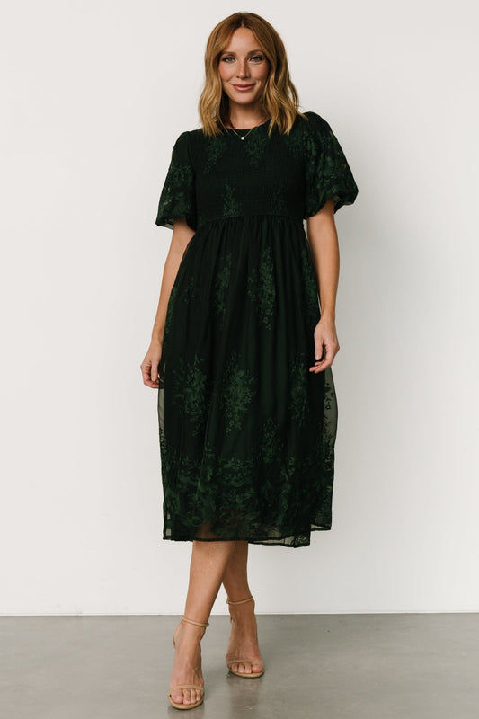 Corrine Embroidered Midi Dress | Emerald - Baltic Born