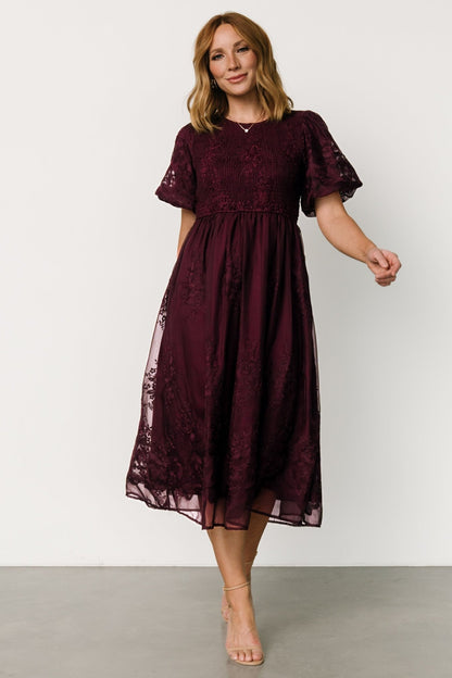 Corrine Embroidered Midi Dress | Mulberry - Baltic Born