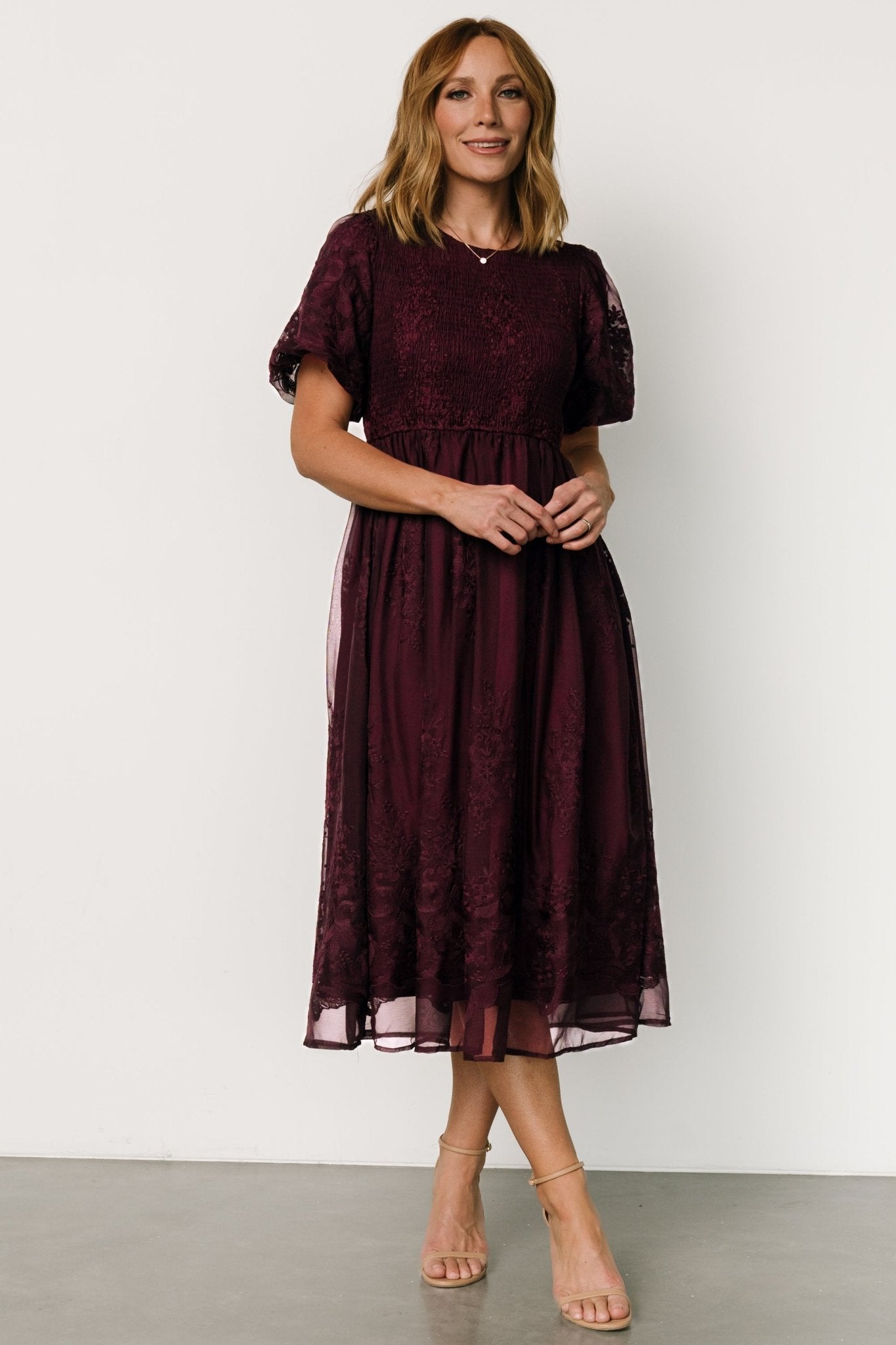 Corrine Embroidered Midi Dress | Mulberry - Baltic Born