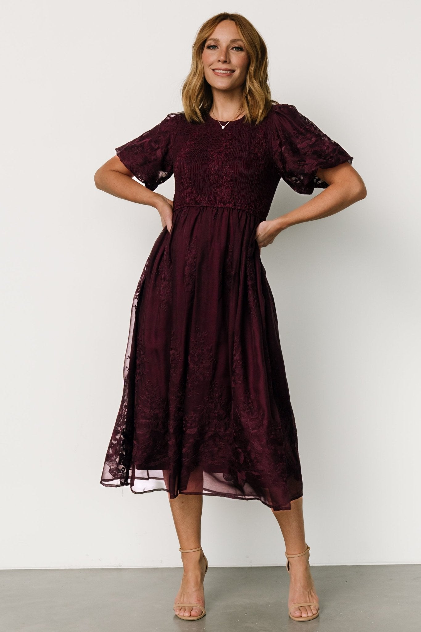 Corrine Embroidered Midi Dress | Mulberry - Baltic Born