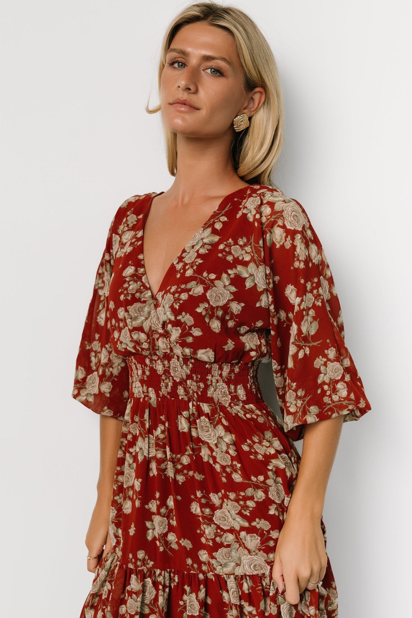 Coventry Tiered Midi Dress | Rust Floral - Baltic Born