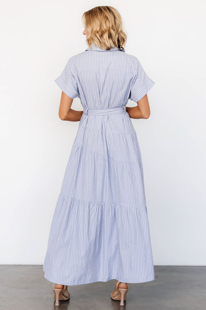 Covey Button Up Maxi Dress | Blue Stripe - Baltic Born