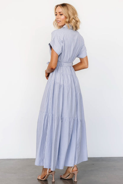 Covey Button Up Maxi Dress | Blue Stripe - Baltic Born