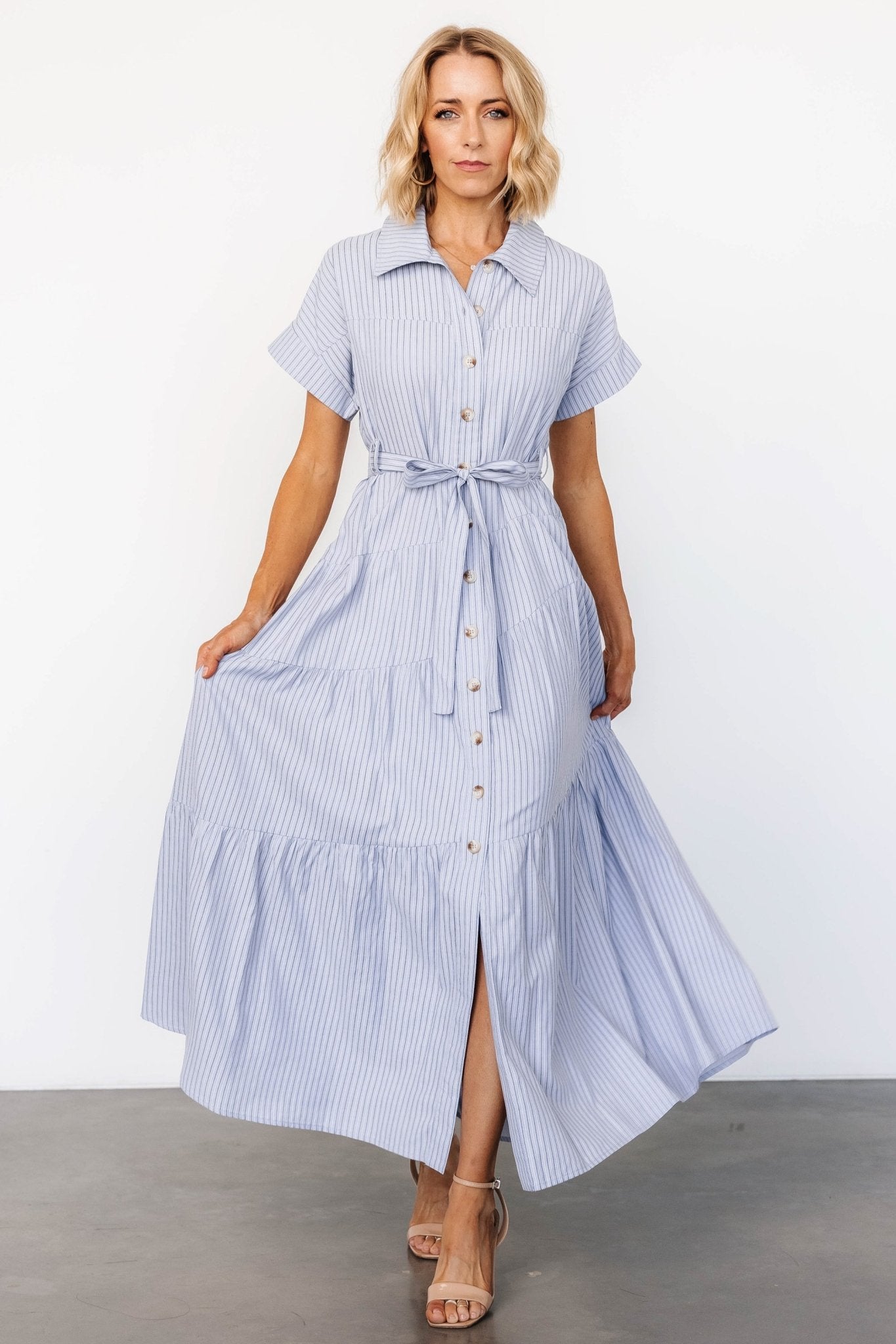 Covey Button Up Maxi Dress | Blue Stripe - Baltic Born