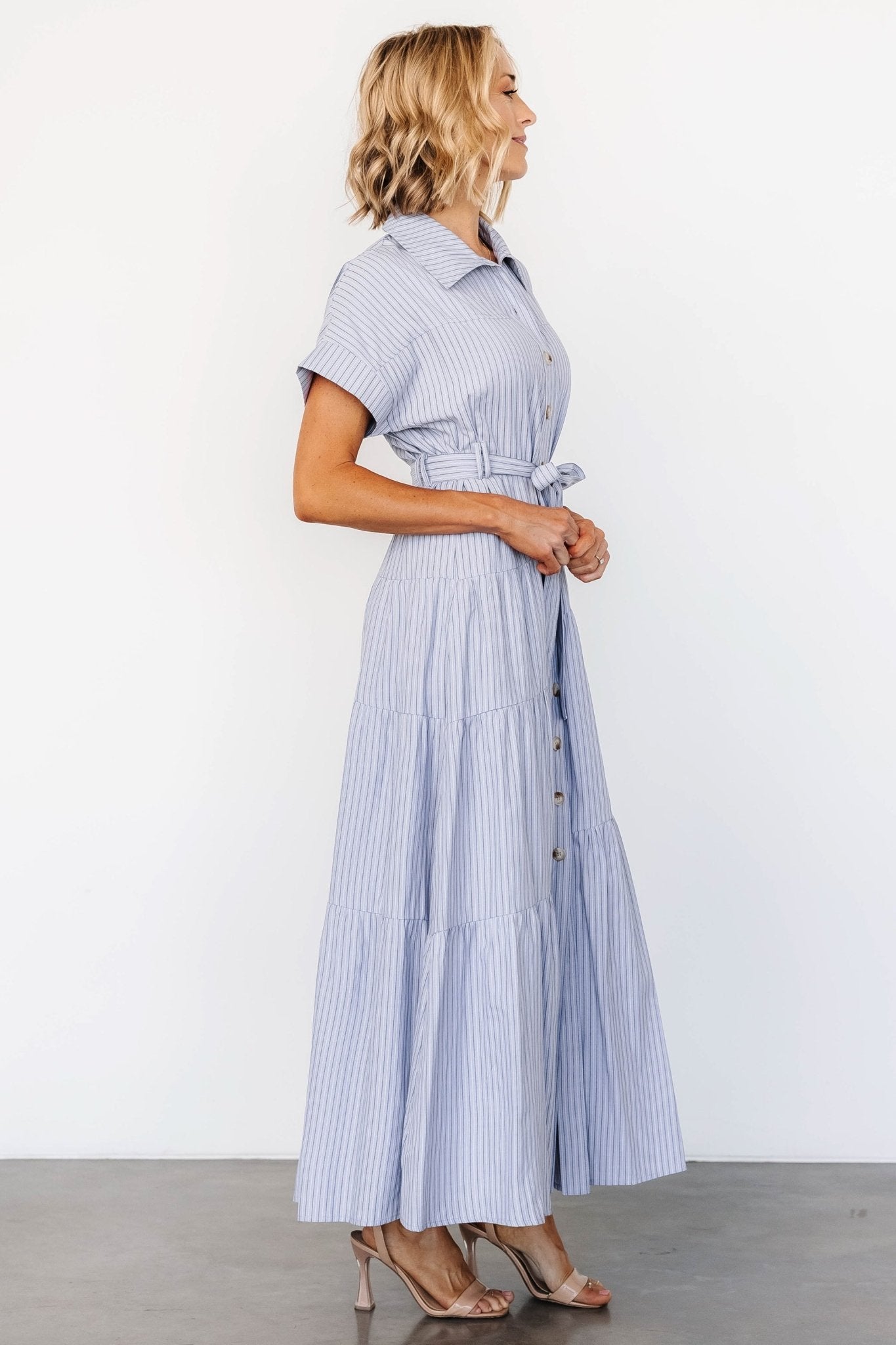 Covey Button Up Maxi Dress | Blue Stripe - Baltic Born