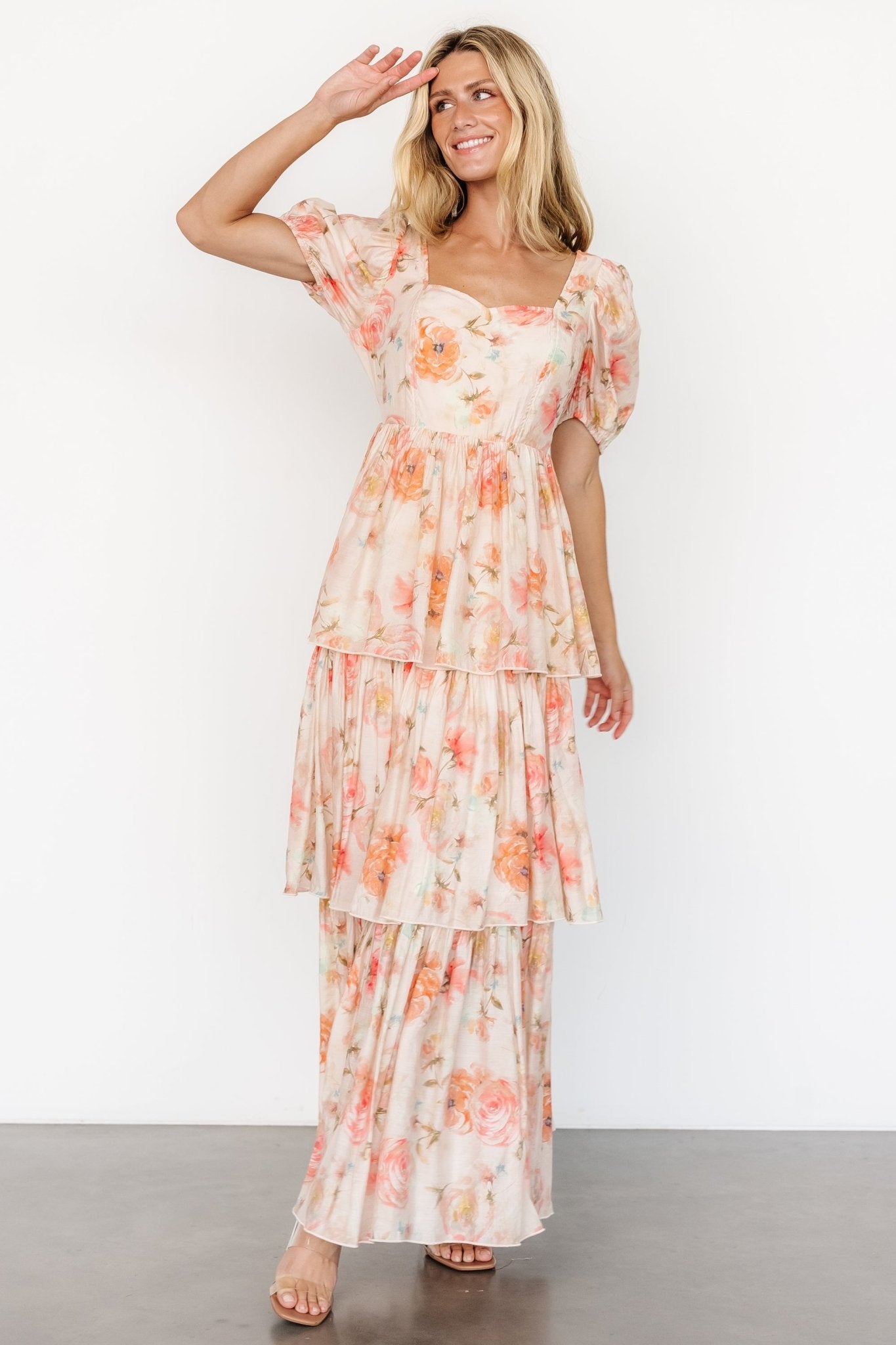 Cozette Tiered Maxi Dress | Blush Floral - Baltic Born