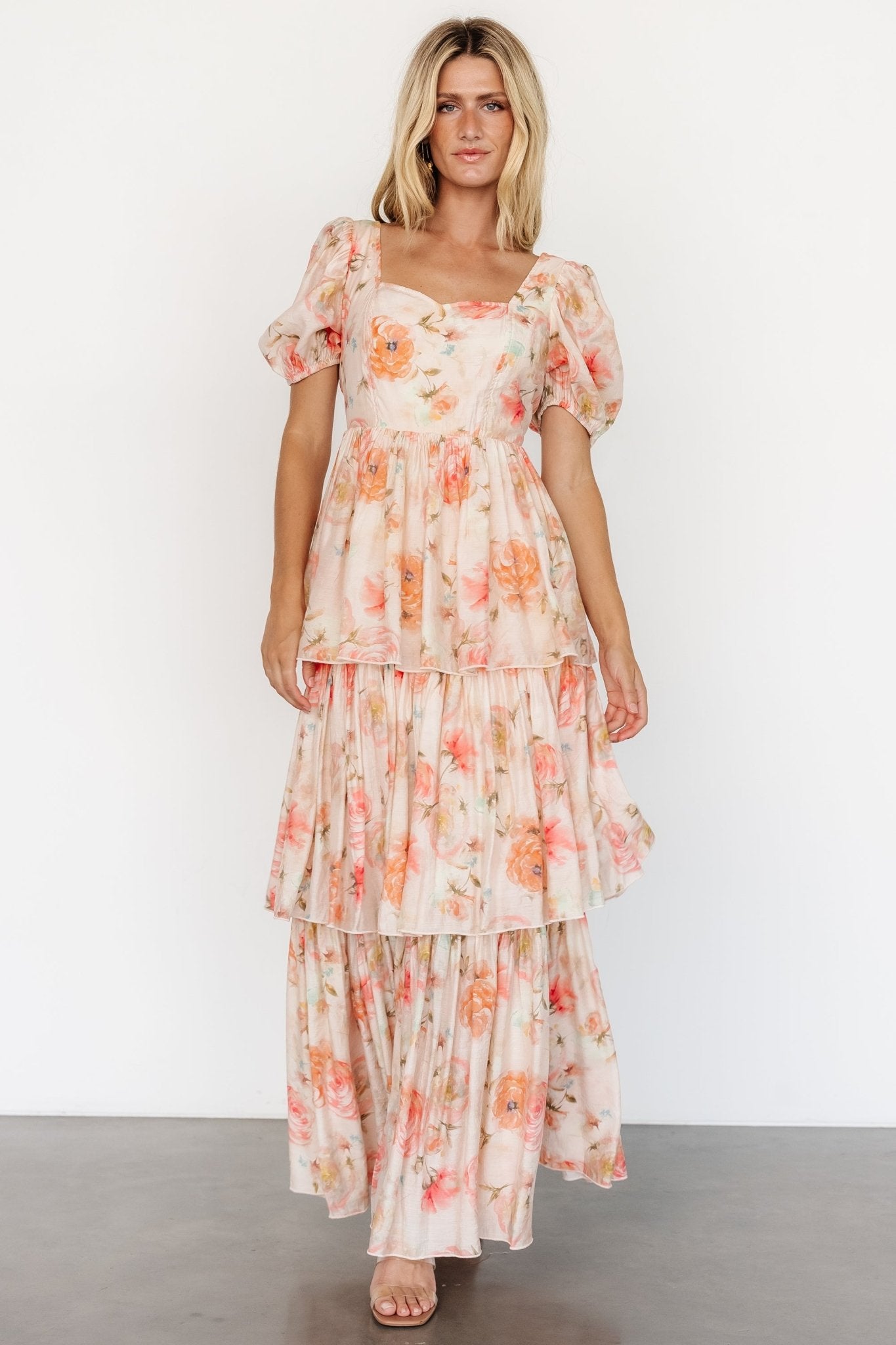 Cozette Tiered Maxi Dress | Blush Floral - Baltic Born