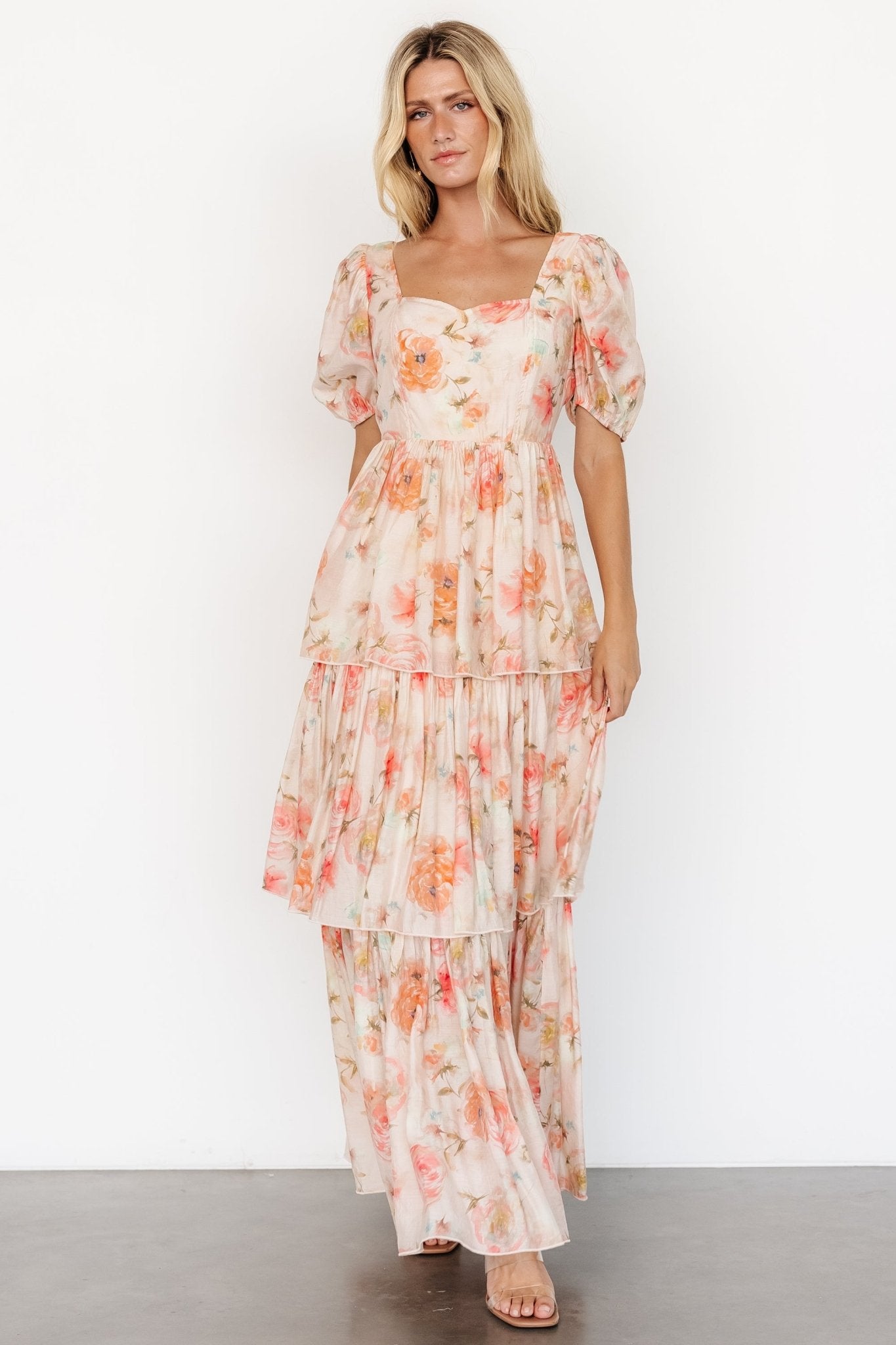 Cozette Tiered Maxi Dress | Blush Floral - Baltic Born