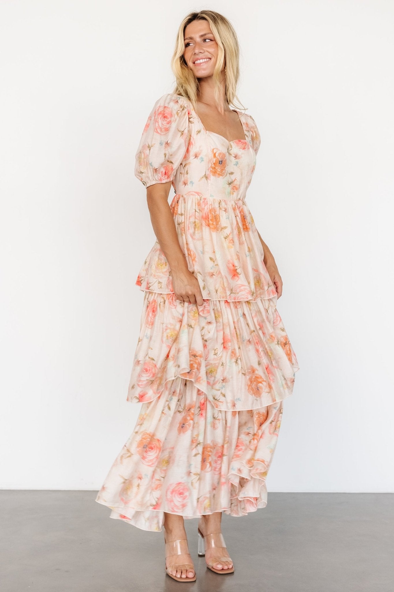 Cozette Tiered Maxi Dress | Blush Floral - Baltic Born