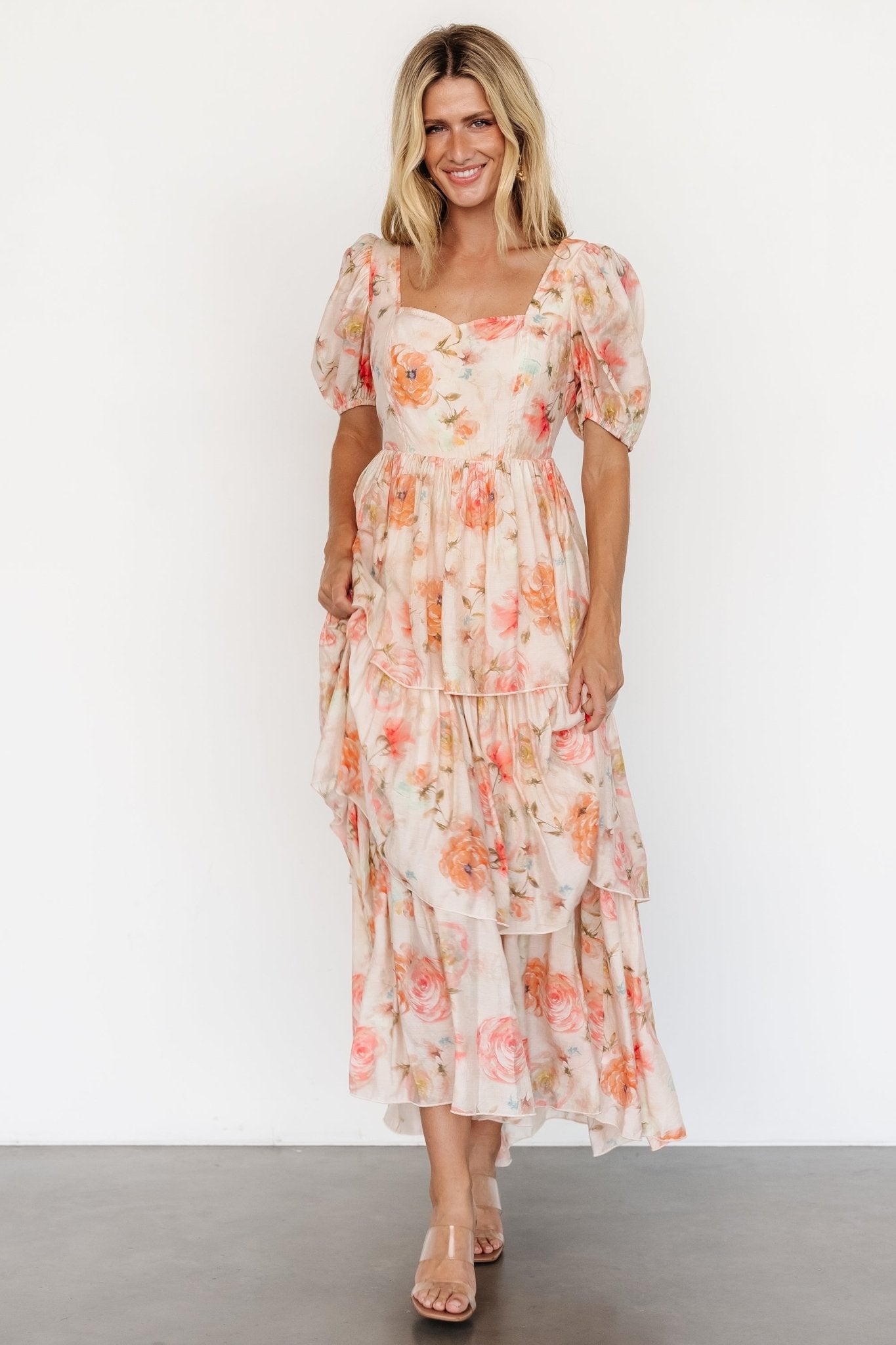 Cozette Tiered Maxi Dress | Blush Floral - Baltic Born