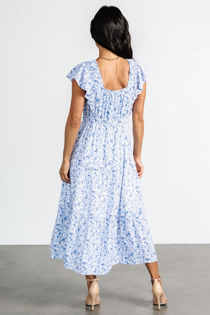 Crete Midi Dress | Blue + White - Baltic Born