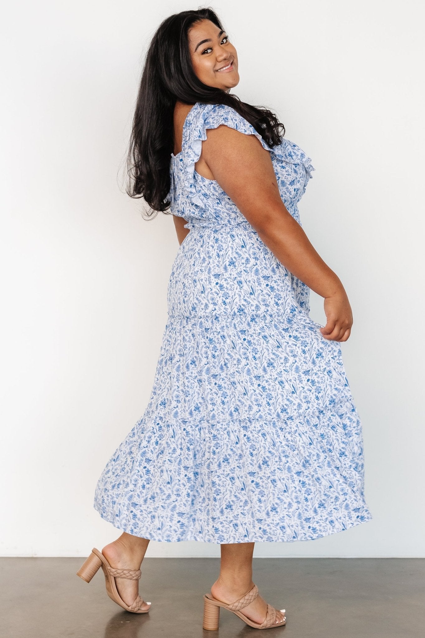 Crete Midi Dress | Blue + White - Baltic Born