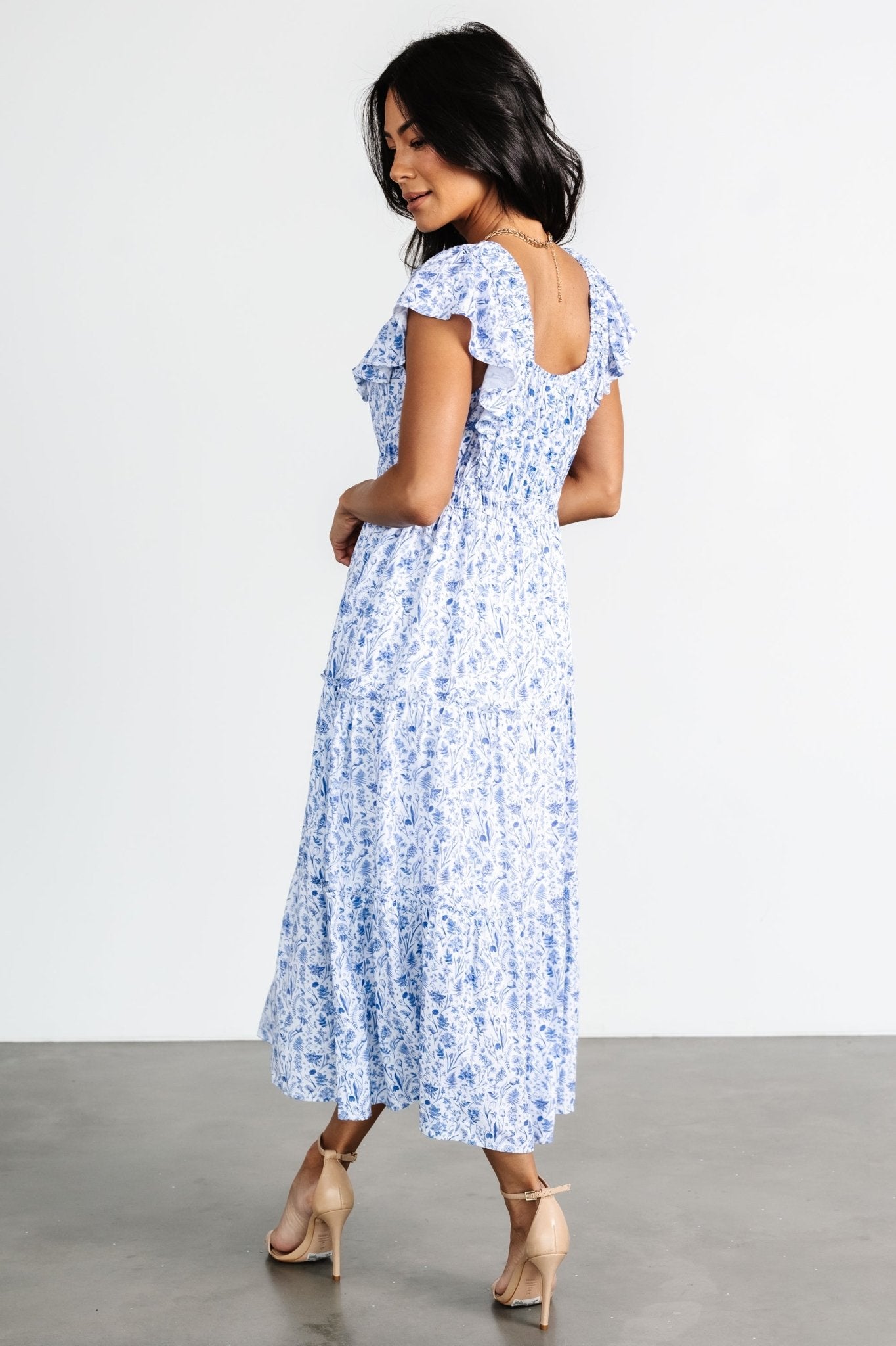 Crete Midi Dress | Blue + White - Baltic Born