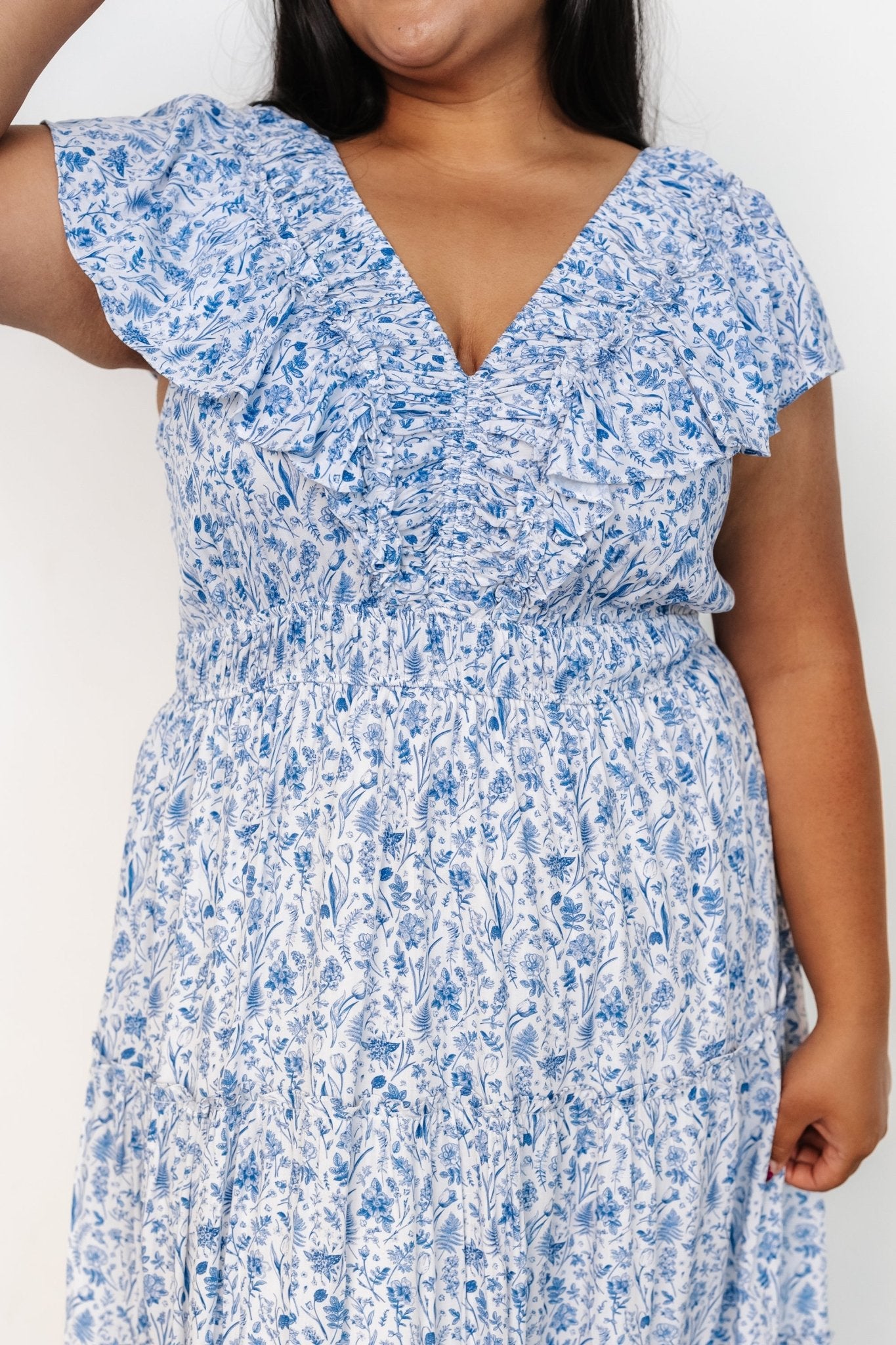 Crete Midi Dress | Blue + White - Baltic Born