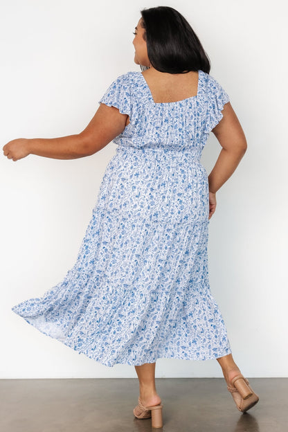 Crete Midi Dress | Blue + White - Baltic Born