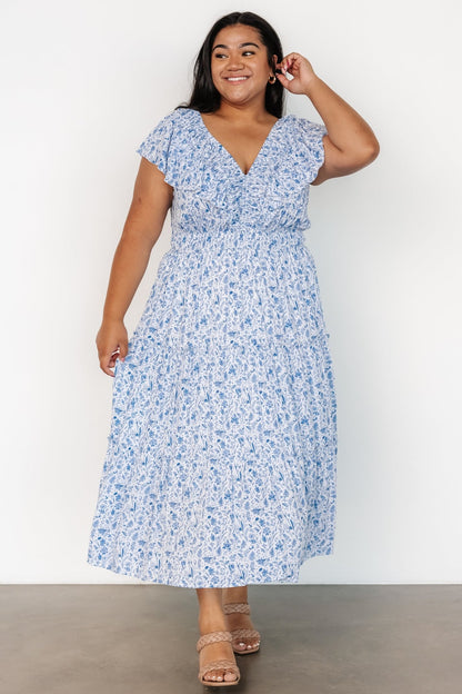 Crete Midi Dress | Blue + White - Baltic Born